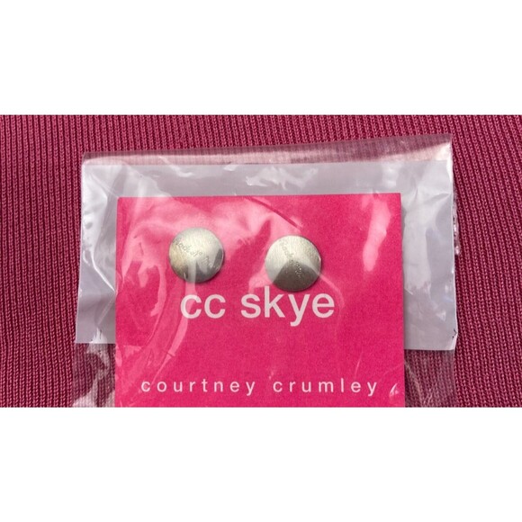 Vintage Y2K Earrings 2000s CC Skye Sterling Silver Rock N' Roll Button Pierced - Picture 2 of 4